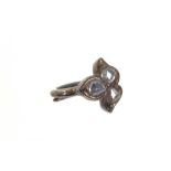 Victorian diamond detachable loop fitting for a pendant, with three rose cut diamonds in silver and