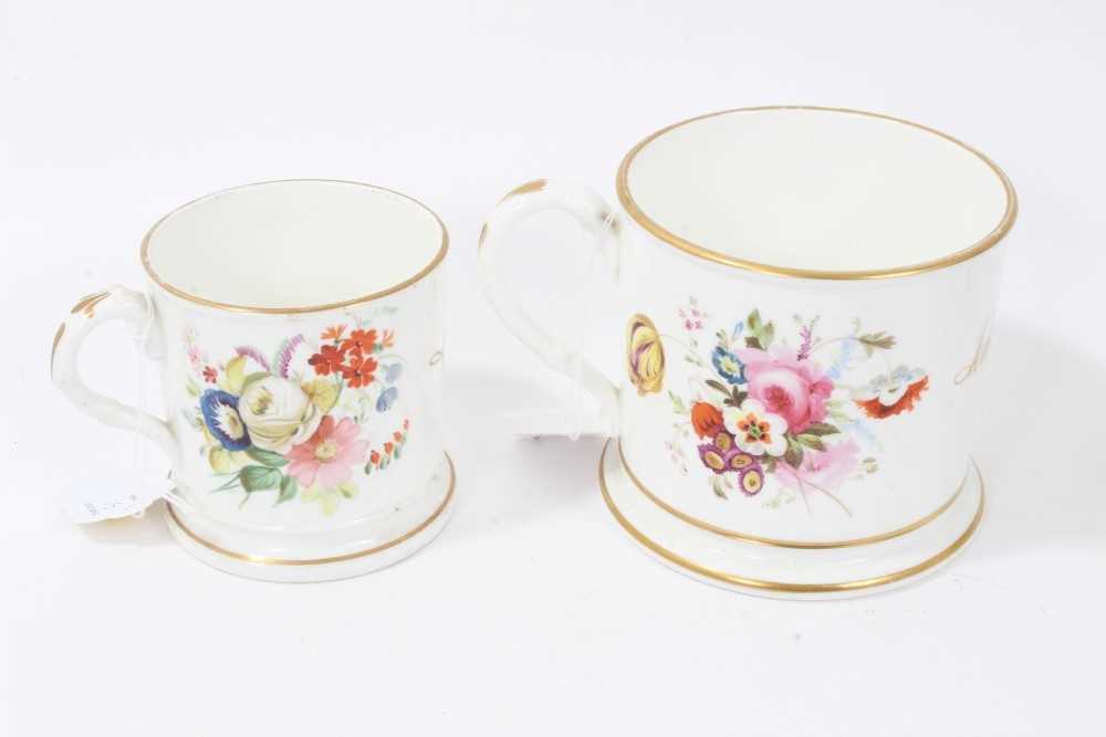 Good collection of six mid-19th century floral painted mugs with dedications, dates etc - Image 8 of 9