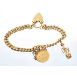 18ct gold bracelet with half sovereign fob