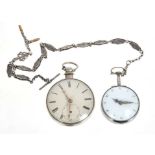 George III silver pocket watch by Hammond of London, the circular white enamel dial with painted Ara