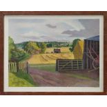 *John Northcote Nash (1893 - 1977), signed coloured print - Maltings Farm, Bures Road, inscribed top