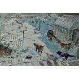 Peter Partington, contemporary, collection of nine unframed works including bird studies, snow cover