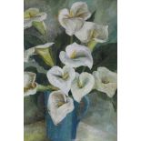 Elizabeth Wade oil on panel - still life of lilies