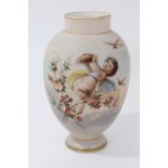 19th Century Bohemian vase by Josef Ahne of footed ovoid form with collar neck, and hand painted dec