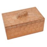 Robert 'Mouseman' Thompson of Kilburn, carved oak box with mouse to top