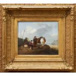 Edward Smythe oil on canvas, Fisher folk on the shore