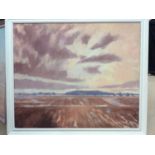 David Britton , contemporary, oil on board - Winter at Saxmundham, signed, framed, 101cm x 120cm