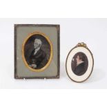 Early 19th century English school portrait miniature on ivory, together with an ambrotype of the sam