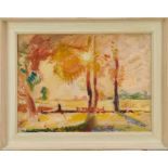 Robert G. D. Alexander oil on board - The Courage Playing Fields, Brentwood, framed, 42cm x 60cm