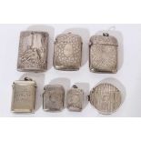 Group of seven Victorian and later silver Vesta cases