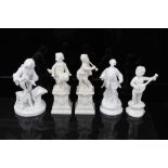 Group of 19th century continental blanc de chine porcelain figures, including a pair of Nymphenburg