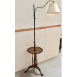 Georgian revival standard lamp with adjustable lamp on dished top tripod base