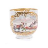 A Meissen coffee cup, finely painted with a battle scene, probably by F F Mayer of Pressnitz, circa