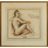*Sir Alfred Munnings pencil, charcoal and coloured chalks - female nude
