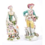 Two Derby figures of a shepherd and shepherdess, circa 1760