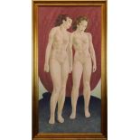 Francis Plummer (1930-2019) egg tempera on board - two muses, initialled and dated ‘79, framed, 120c