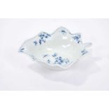 Unusual large Worcester blue and white leaf shaped pickle dish, circa 1756, painted with the Pickle