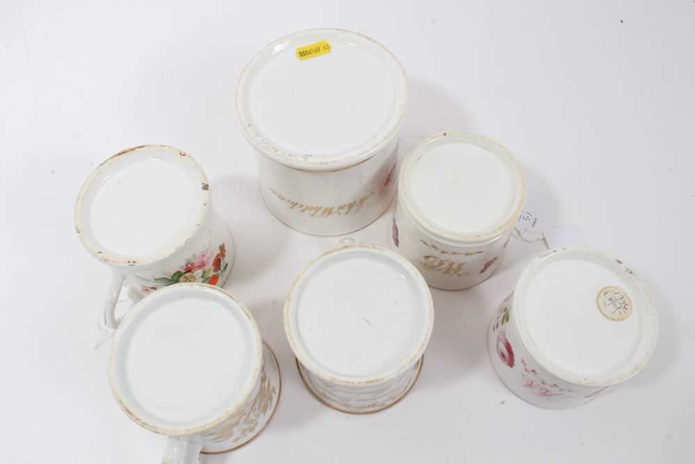 Good collection of six mid-19th century floral painted mugs with dedications, dates etc - Image 9 of 9