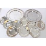 Eight 6 inch Lord Saybrook Pattern sterling silver dishes together with two further dishes