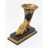 19th century Continental Grand Tour black patinated and ormolu cornucopia vase