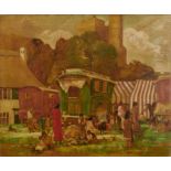 *Peggy Somerville (1918-1975) oil on canvas - Summer Fair on Cavendish Green