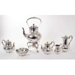 Fine quality Victorian silver six piece tea set by Arthur Sibley.
