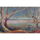David Britton , contemporary, oil on board - Fallen Trees Bradfield, framed, 60cm x 75cm