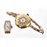Two ladies' gold cased wristwatches