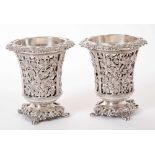 Pair of good quality Turkish silver urns with vine decoration (pre 1923 marks)