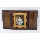 Manner of Thomas Richmond, portrait miniature on ivory , half length porttraitr of a young lady