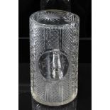 Unusual 19th century cut glass invalid's cup/tankard, with etched initials on a central cartouche