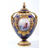 A fine Royal Crown Derby vase and cover, painted by Dean, signed