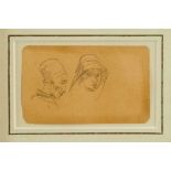 *Augustus John (1878-1961) pencil sketch - Two figures in hats, a further drawing verso of a lady, 1