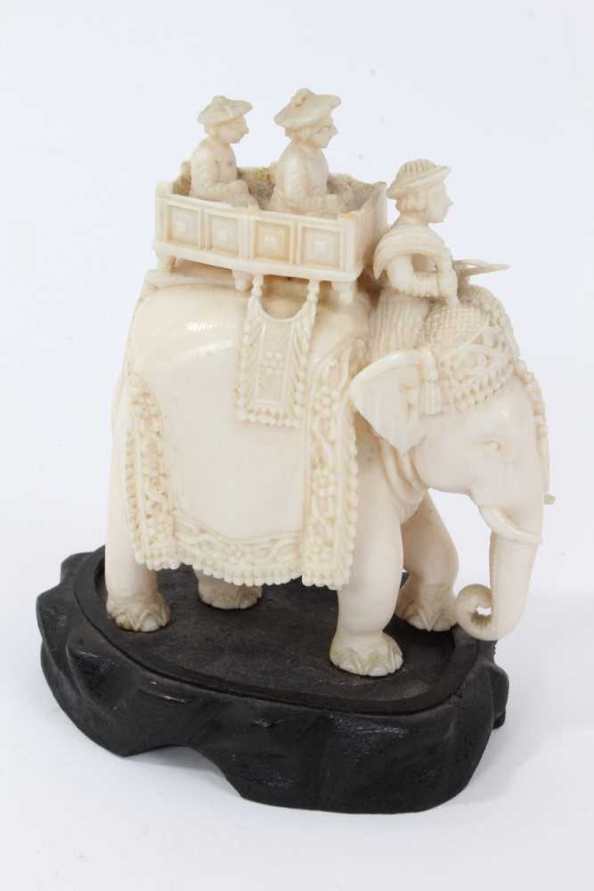 Early 20th century Indian carved ivory elephant and howdah - Image 2 of 8