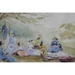 John Absolon watercolour figures in a park