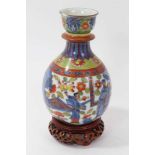 Chinese guglet vase with later clobbered decoration