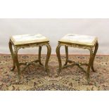 Pair of French marble topped giltwood side table