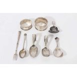 Collection silver caddy and other spoons and sundry small silver (8)