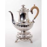 William IV silver coffee pot and burner