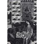 *John O’Connor (1913-2004), woodcut print - Girl on a vegetable cart, numbered 59/60, signed, 14 x 2