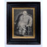 18th century mezzotint engraving depicting Edward Bright - the fat man of Maldon