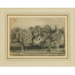 Attributed to Lionel Bicknell Constable (1828-1887) pencil drawing - Cottage Among Trees, 9.3cm x 13