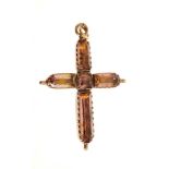 George III topaz cross pendant in foil backed gold setting