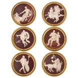 Highly unusual set of six late 18th / early 19th century Neo-classical circular cameo wall plaques i