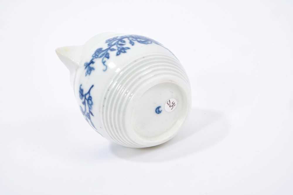 Worcester barrel shaped jug, circa 1760-65, painted with floral sprays, crescent mark to base, 6.5cm - Image 2 of 4