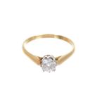 Diamond single stone ring with an old cut diamond estimated to weigh approximately 0.45cts in eight