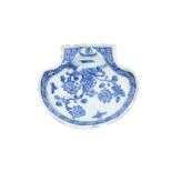 18th century Chinese blue and white shell shaped dish