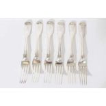 Set of Six Victorian fiddle and thread pattern forks