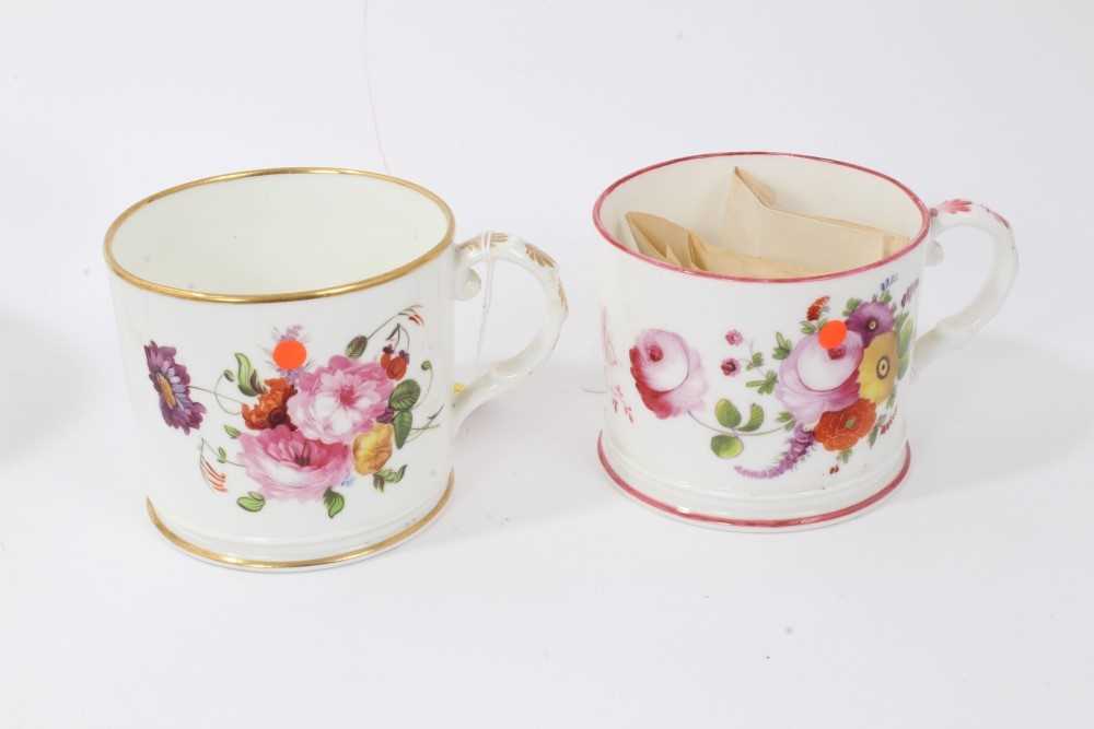 Good collection of six mid-19th century floral painted mugs with dedications, dates etc - Image 5 of 9