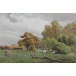 Thomas Pyne (1843-1935) watercolour - The Meadows At Dedham, signed and dated 1909, in original glaz